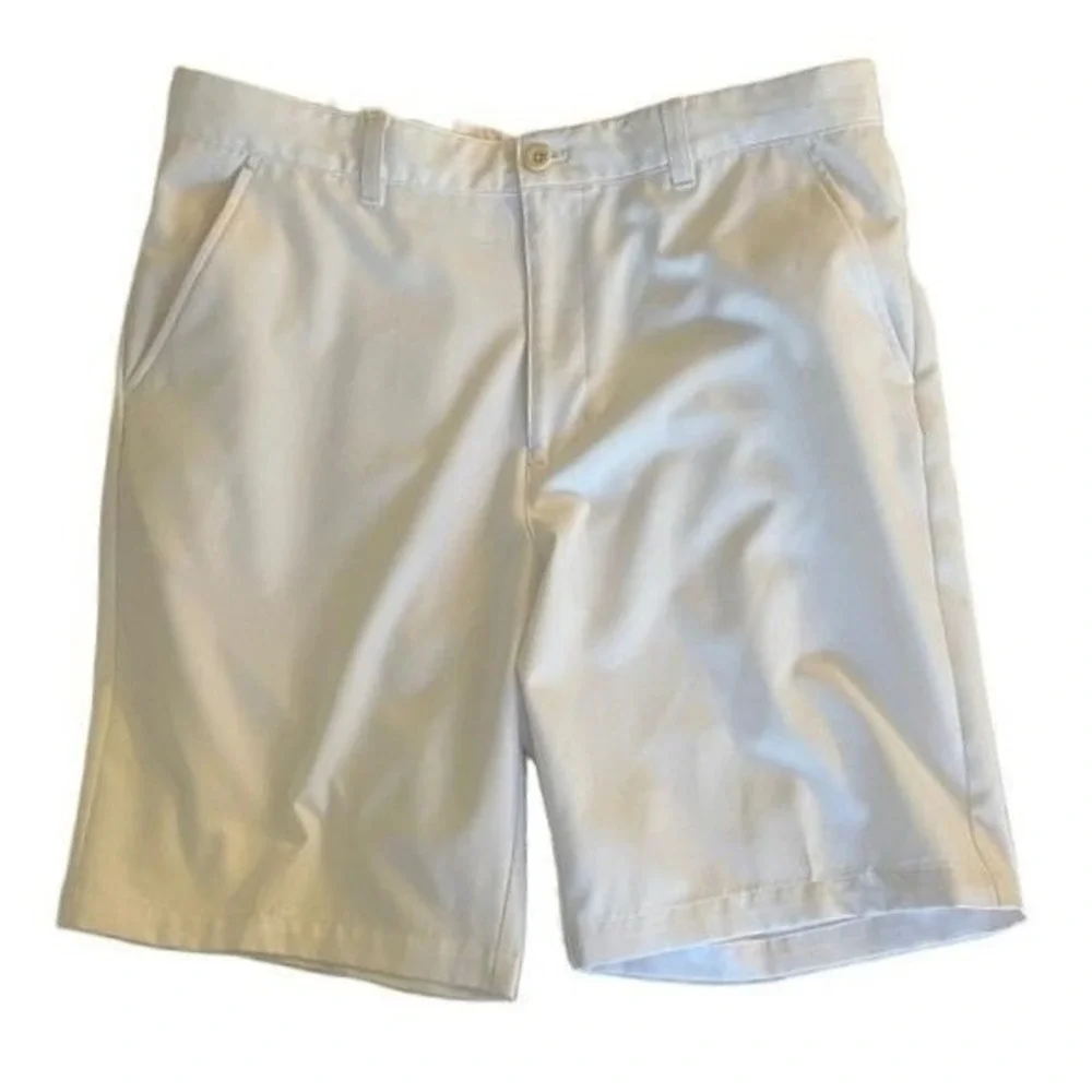 IZOD‎ Golf Mens White Flat Front Performance Shorts Size 36 Solid Polyester